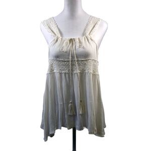 RAGA NWT White Sleeveless Boho Crochet Top Size S